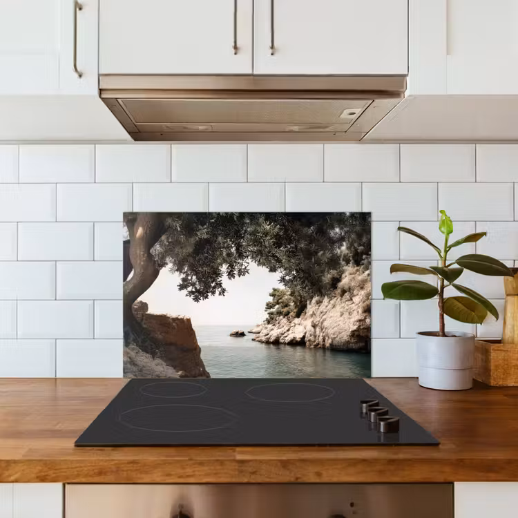 Spatscherm keuken - Rotsen - Zee - Boom - Groen — 3