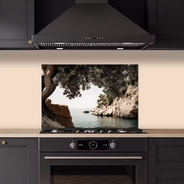 Spatscherm keuken - Rotsen - Zee - Boom - Groen — 5