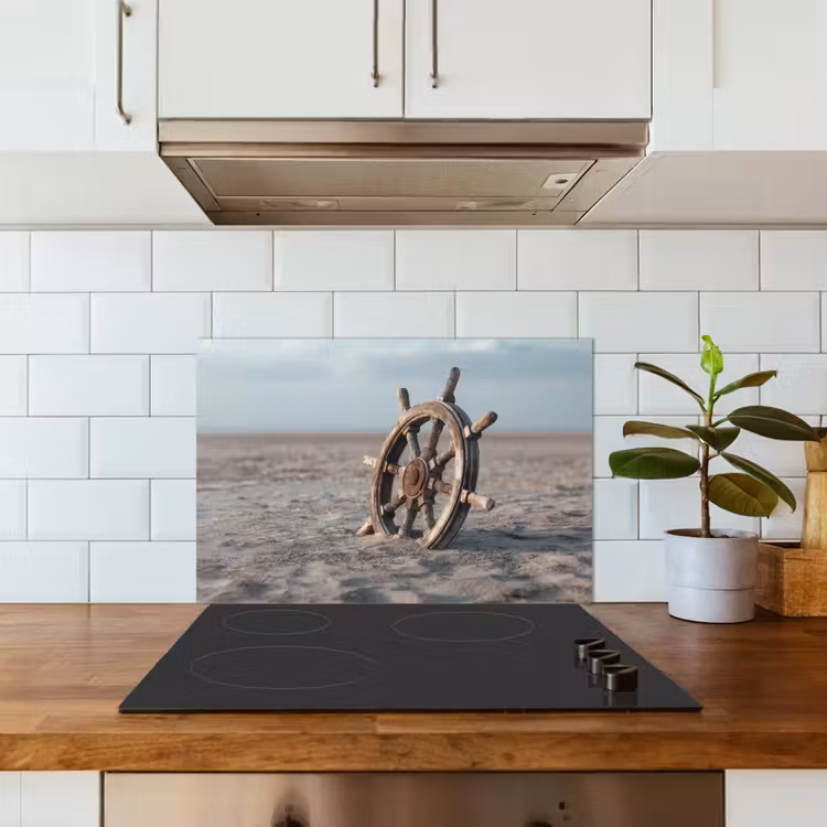 Spatscherm keuken - Scheepsstuur - Hout - Bruin - Zand — 3