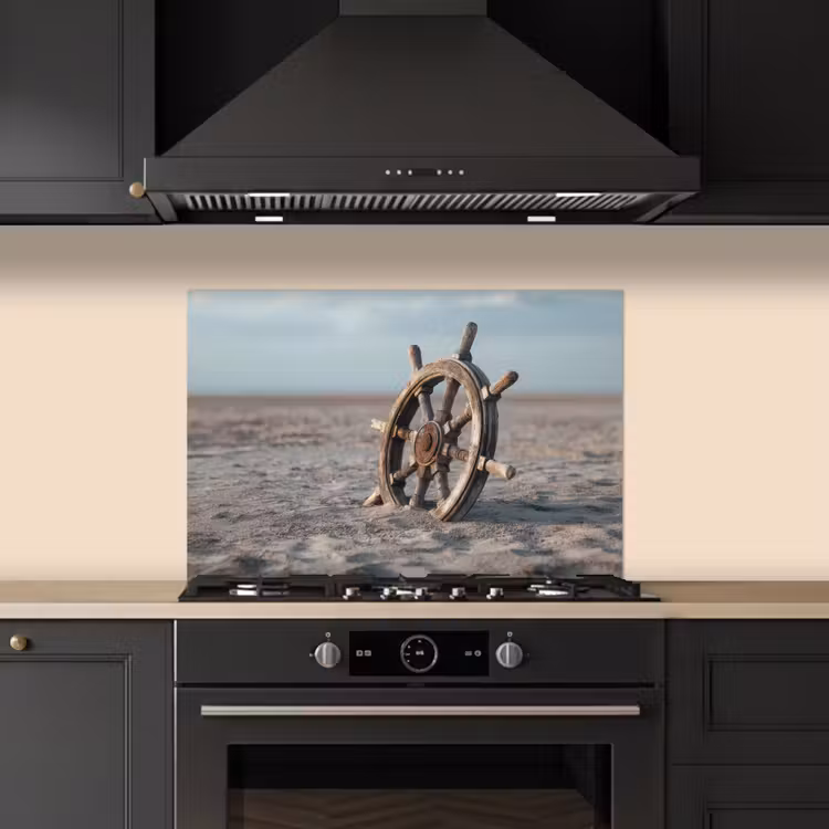 Spatscherm keuken - Scheepsstuur - Hout - Bruin - Zand — 5