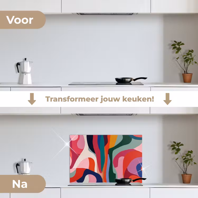 Spatscherm keuken - Vormen - Bochten - Kleurrijk - Abstract — 7