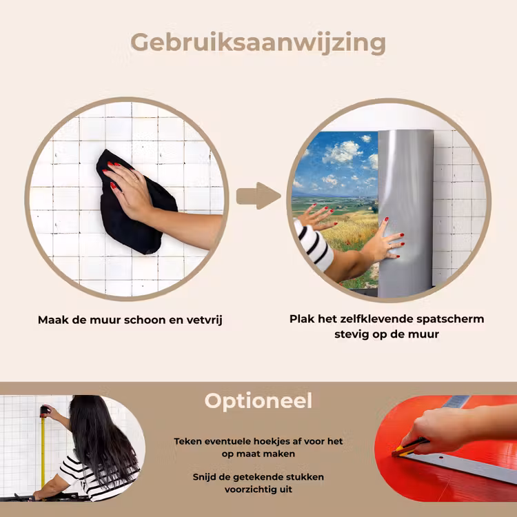 Spatscherm keuken - Zandpad - Huis - Bomen - Grasveld — 6