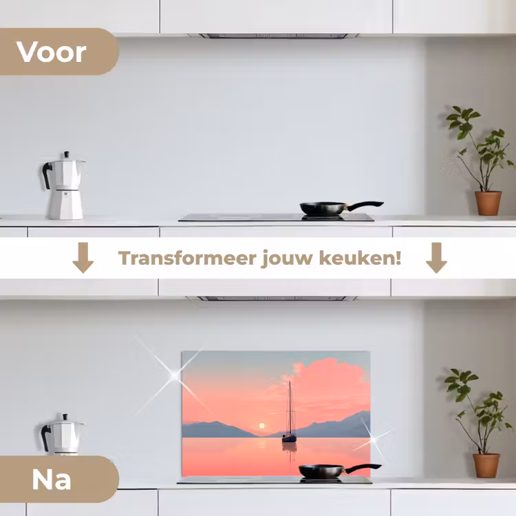 Spatscherm keuken - Zeilboot - Roze zee - Zonsondergang - Bergen — 7