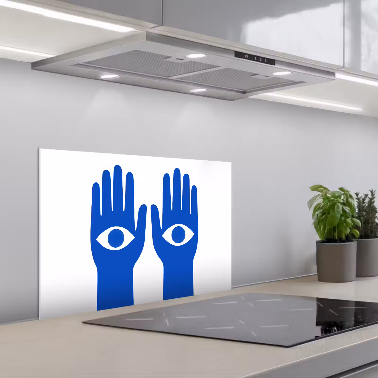 Spatscherm keuken - Handen - Twee - Ogen - Blauw — 1