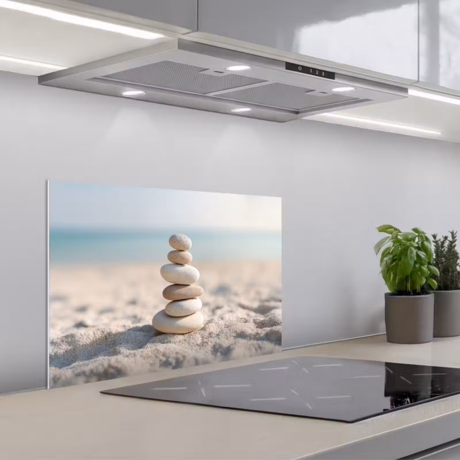 Spatscherm keuken - Stenen - Stapel - Zand - Zee — 1