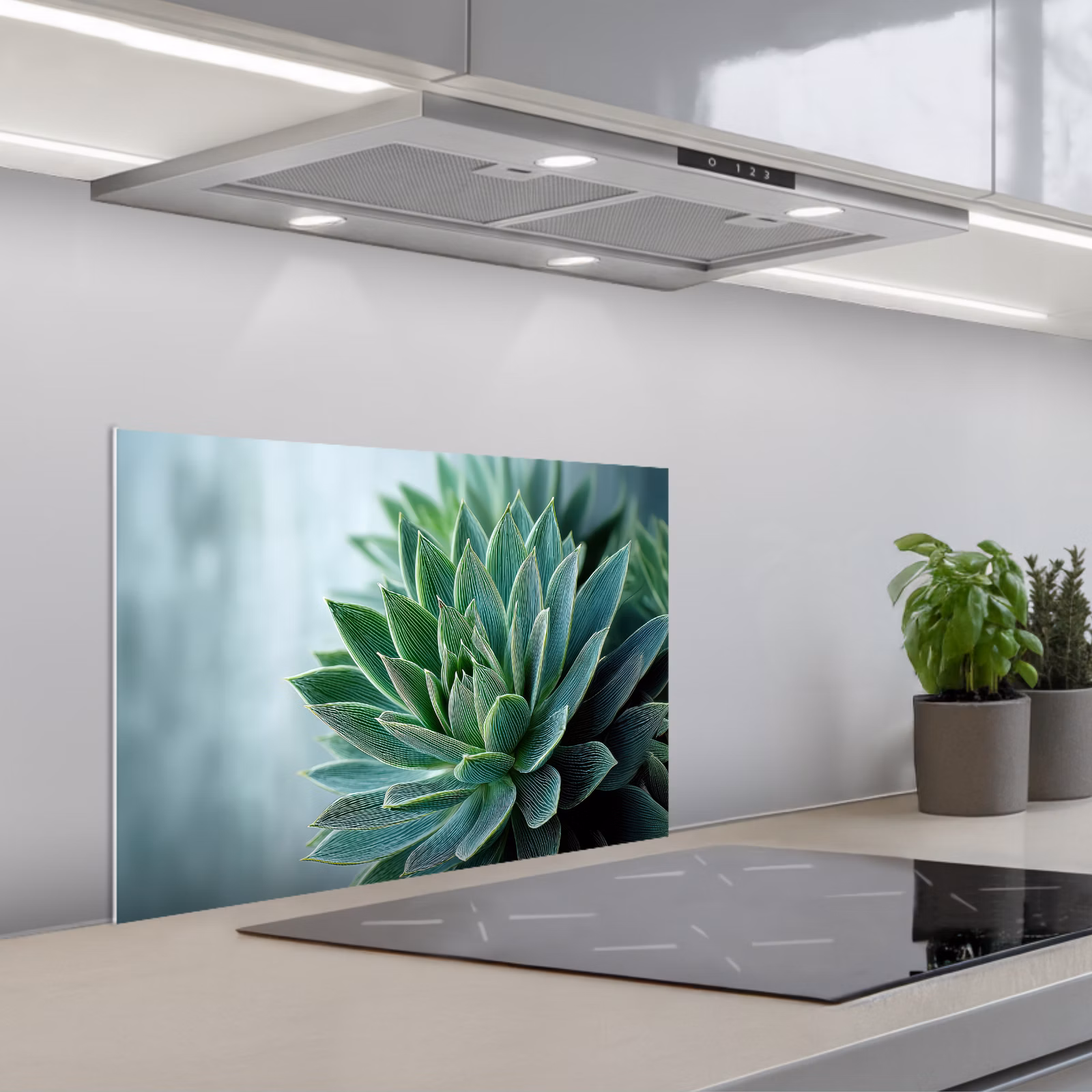 Spatscherm keuken - Vetplant - Bladeren - Groen - Wazig — 1