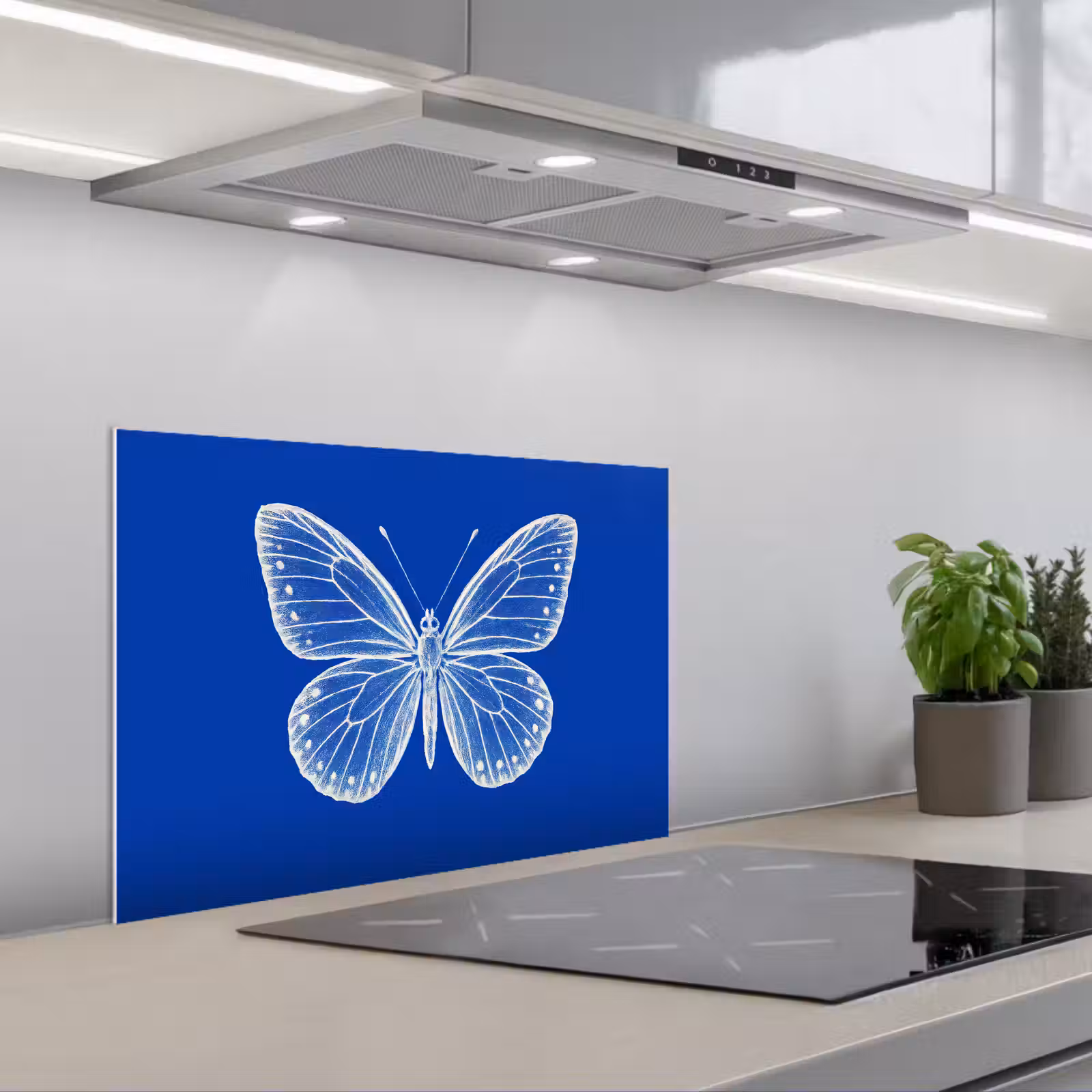 Spatscherm keuken - Vlinder - Wit - Getekend - Stippen — 1