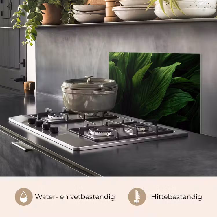 Spatscherm keuken - Bladeren - Schaduw - Groen - Textuur — 2