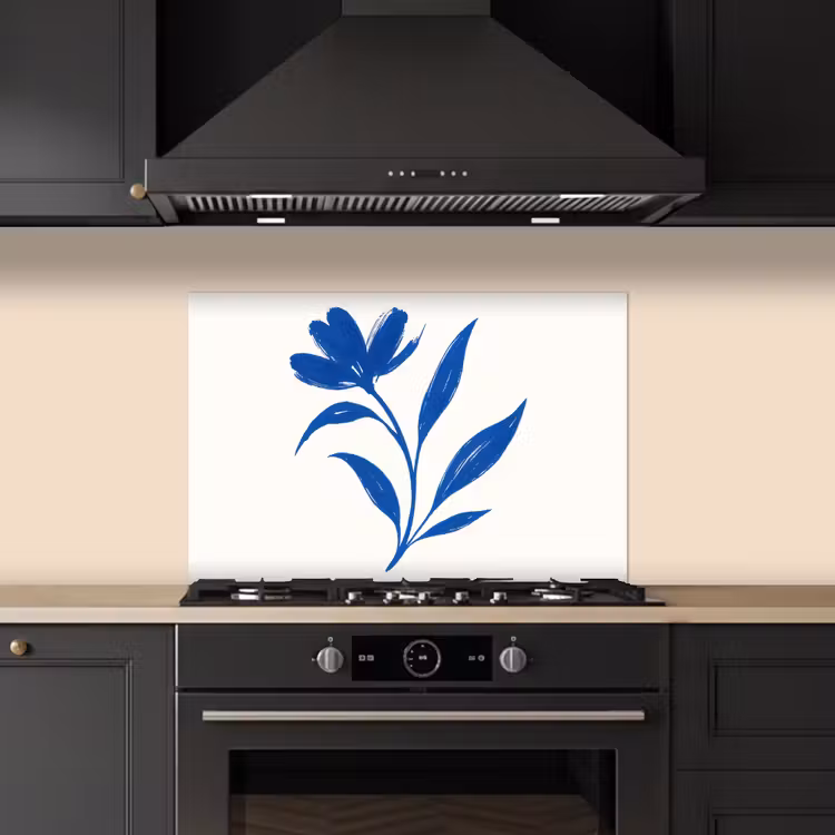 Spatscherm keuken - Bloem - Blaadjes - Minimalistisch - Blauw — 5
