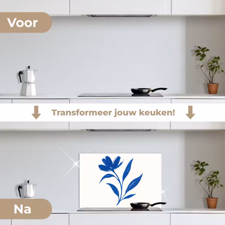Spatscherm keuken - Bloem - Blaadjes - Minimalistisch - Blauw — 7