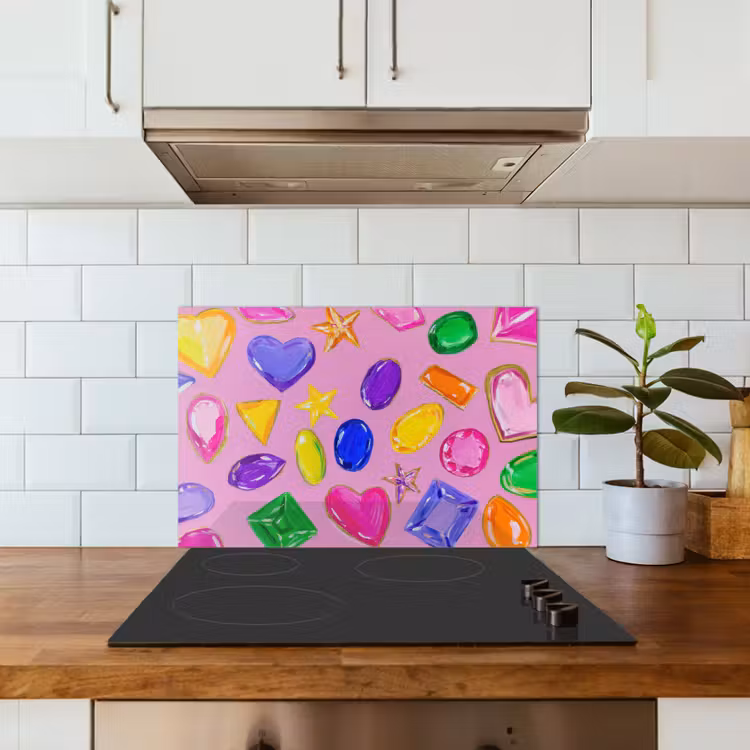 Spatscherm keuken - Edelstenen - Vormen - Hartje - Kleurrijk — 3