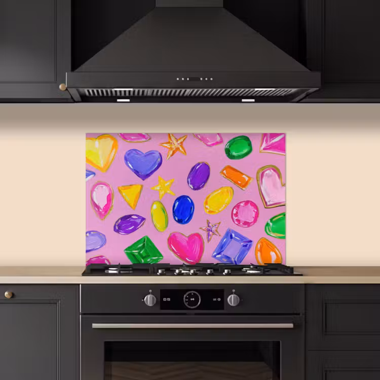 Spatscherm keuken - Edelstenen - Vormen - Hartje - Kleurrijk — 5
