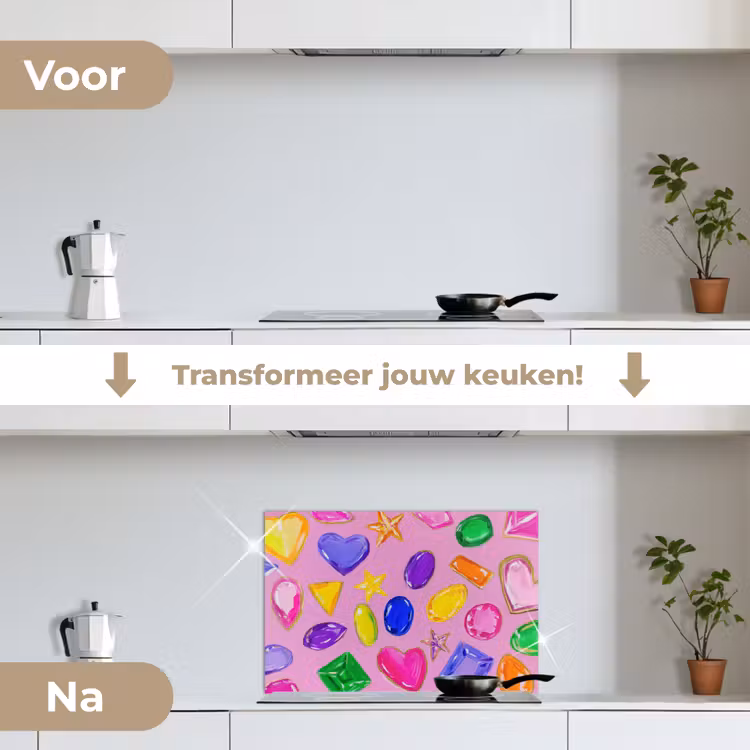 Spatscherm keuken - Edelstenen - Vormen - Hartje - Kleurrijk — 7