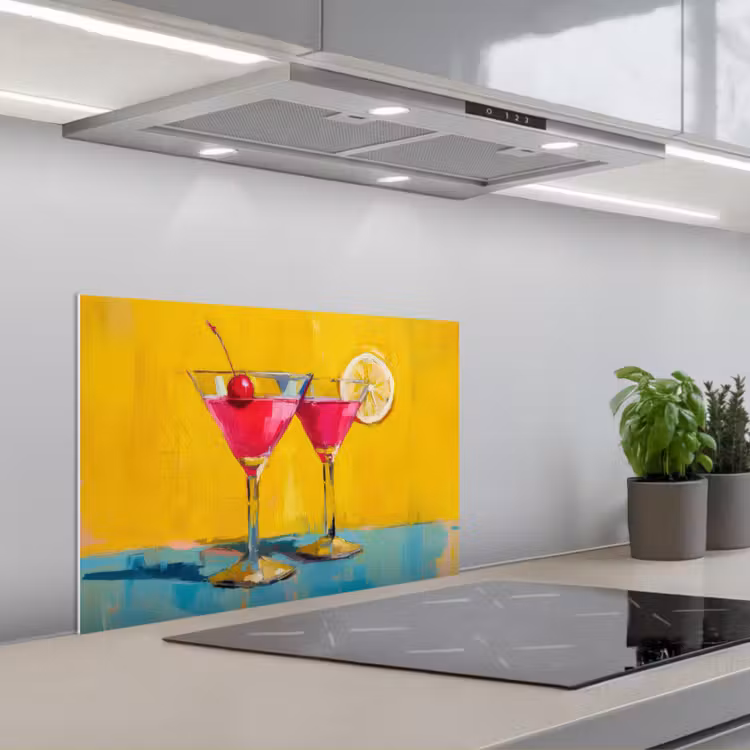 Spatscherm keuken - Glazen - Cocktail - Citroen - Kers — 1
