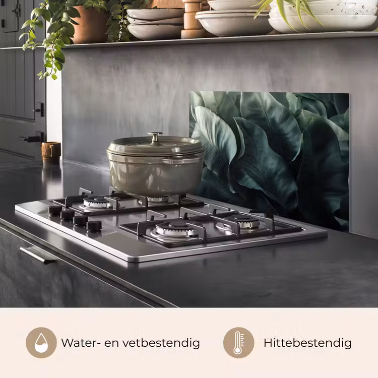 Spatscherm keuken - Groen - Bladeren - Glad - Nerven — 2