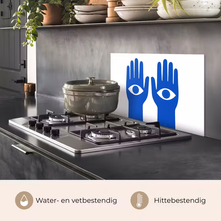 Spatscherm keuken - Handen - Twee - Ogen - Blauw — 2