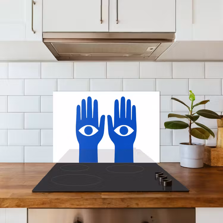 Spatscherm keuken - Handen - Twee - Ogen - Blauw — 3