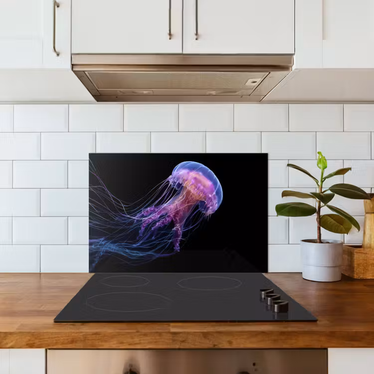 Spatscherm keuken - Kwal - Doorzichtig - Roze - Tentakels — 3