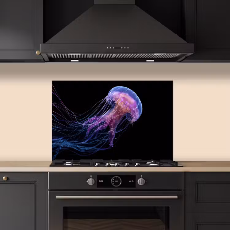 Spatscherm keuken - Kwal - Doorzichtig - Roze - Tentakels — 5