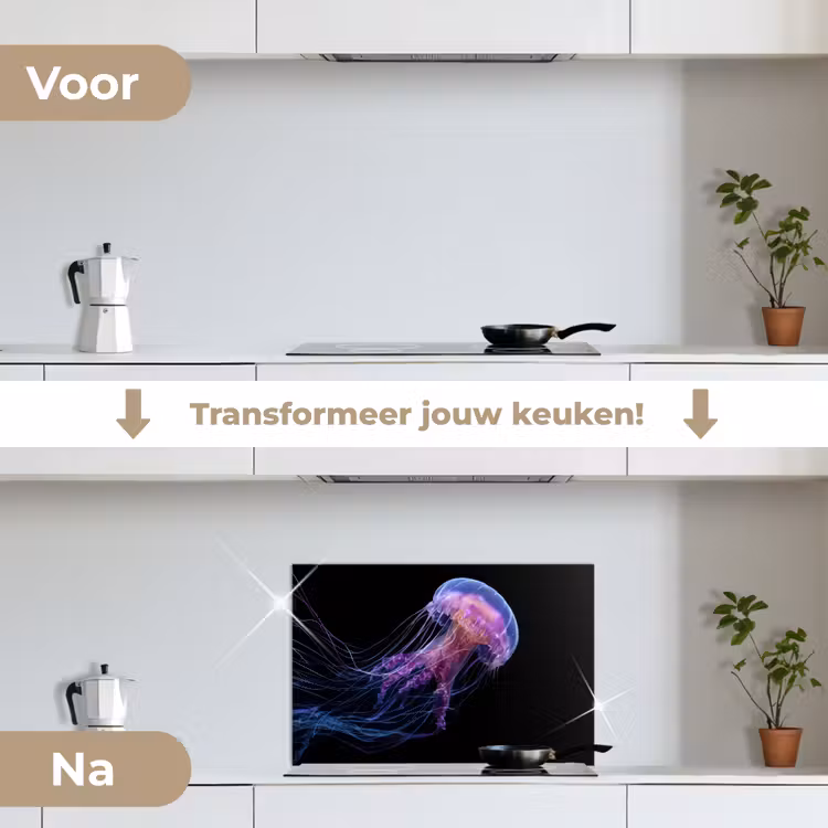 Spatscherm keuken - Kwal - Doorzichtig - Roze - Tentakels — 7