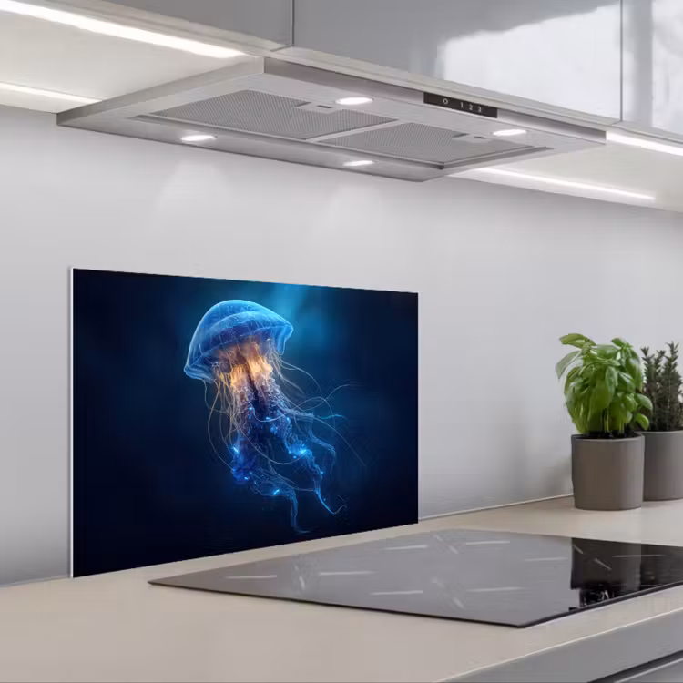 Spatscherm keuken - Kwal - Lichtgevend - Tentakels - Blauw — 1