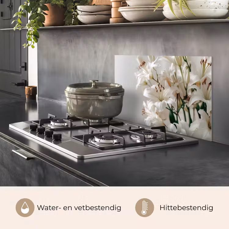 Spatscherm keuken - Lelies - Boekte - Wit - Meeldraden — 2