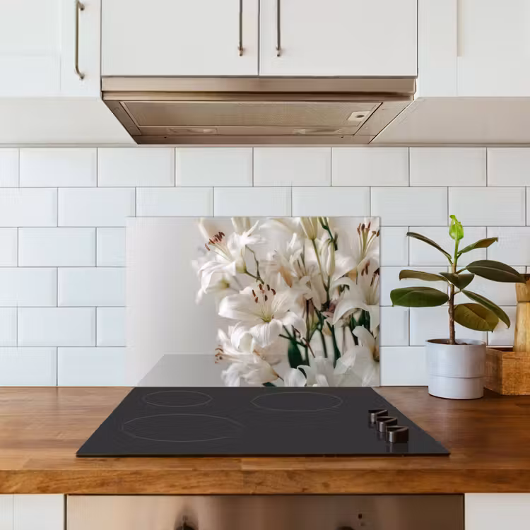 Spatscherm keuken - Lelies - Boekte - Wit - Meeldraden — 3