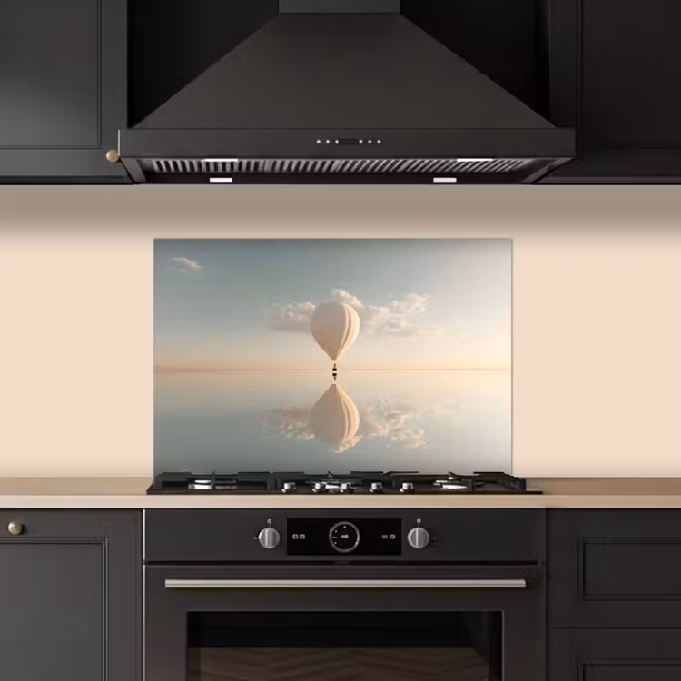 Spatscherm keuken - Luchtballon - Wolken - Water - Blauw — 5