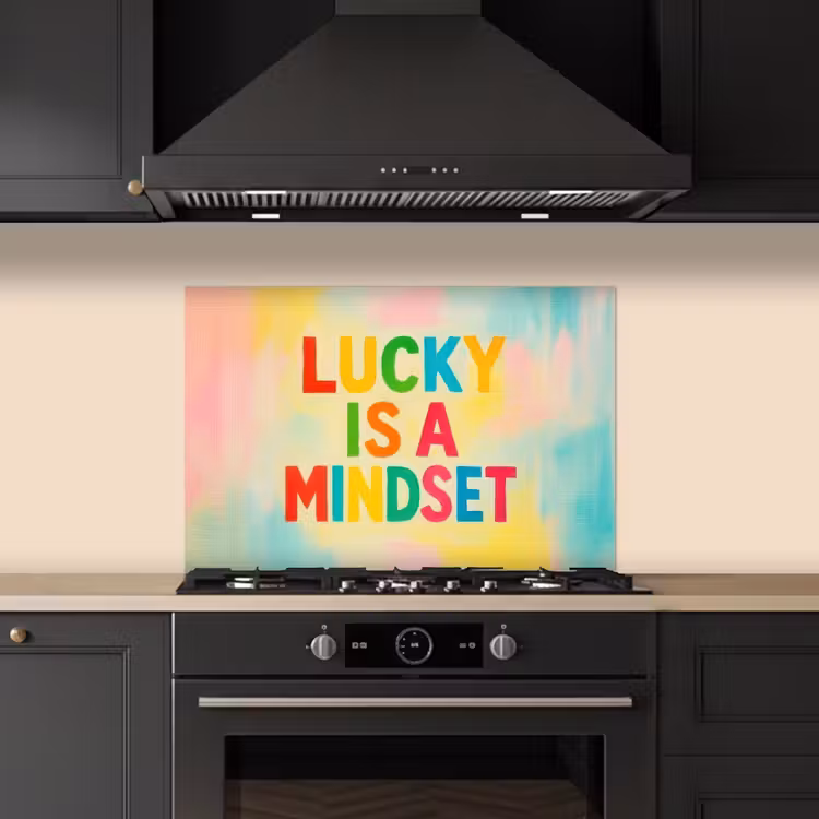 Spatscherm keuken - Quote - Lucky - Regenboogkleuren — 5