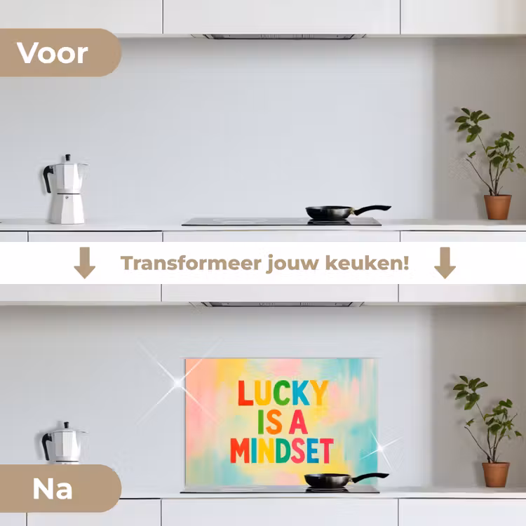 Spatscherm keuken - Quote - Lucky - Regenboogkleuren — 7