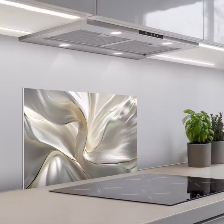 Spatscherm keuken - Stof - Plooien - Goud — 1