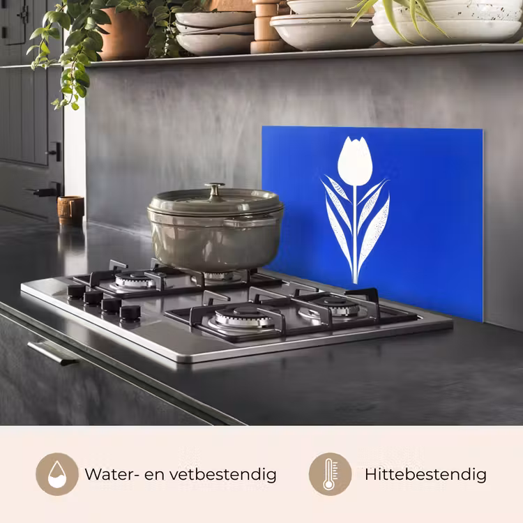 Spatscherm keuken - Tulp - Minimalistisch - Bladeren - Wit — 2