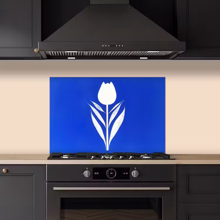Spatscherm keuken - Tulp - Minimalistisch - Bladeren - Wit — 5
