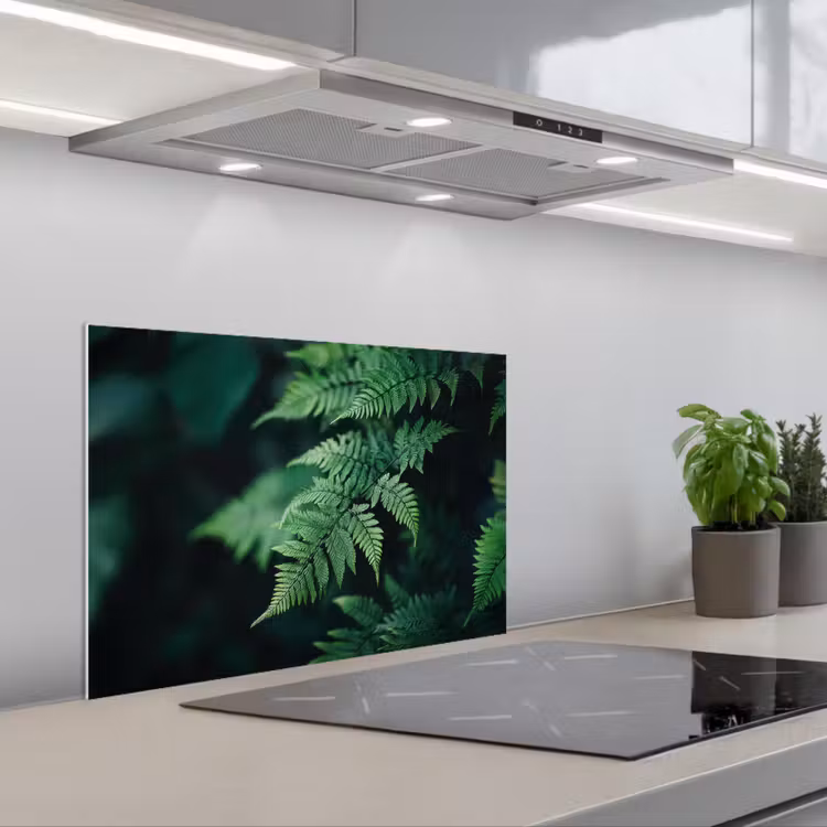Spatscherm keuken - Varenblad - Groen - Structuur - Wazig — 1