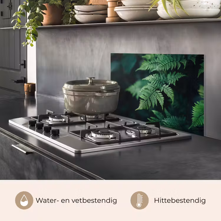 Spatscherm keuken - Varenblad - Groen - Structuur - Wazig — 2