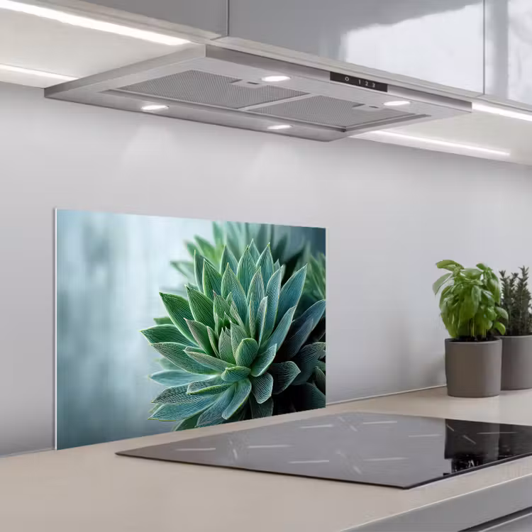 Spatscherm keuken - Vetplant - Bladeren - Groen - Wazig — 1