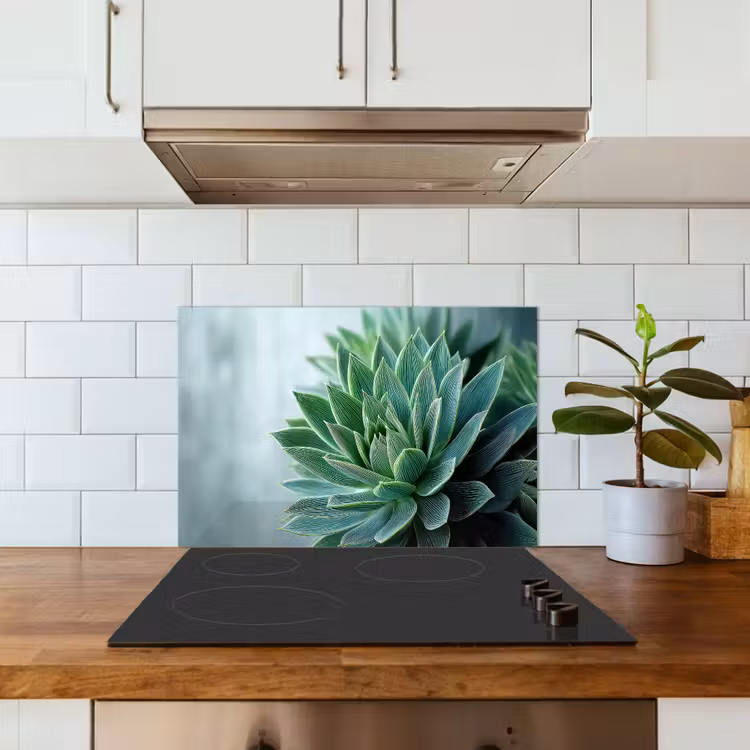 Spatscherm keuken - Vetplant - Bladeren - Groen - Wazig — 3
