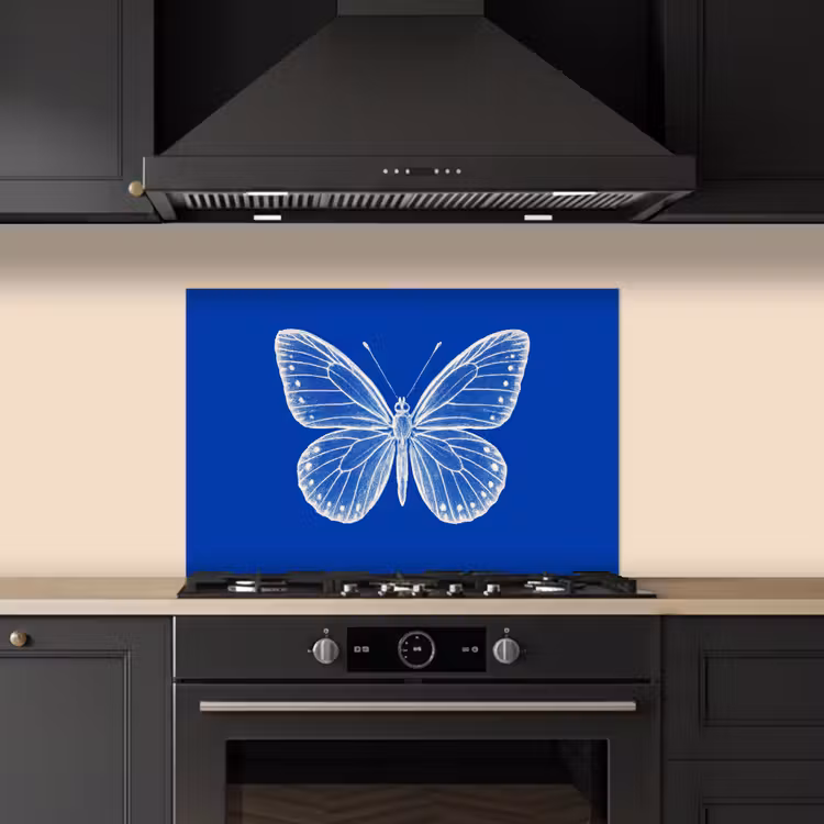 Spatscherm keuken - Vlinder - Wit - Getekend - Stippen — 5