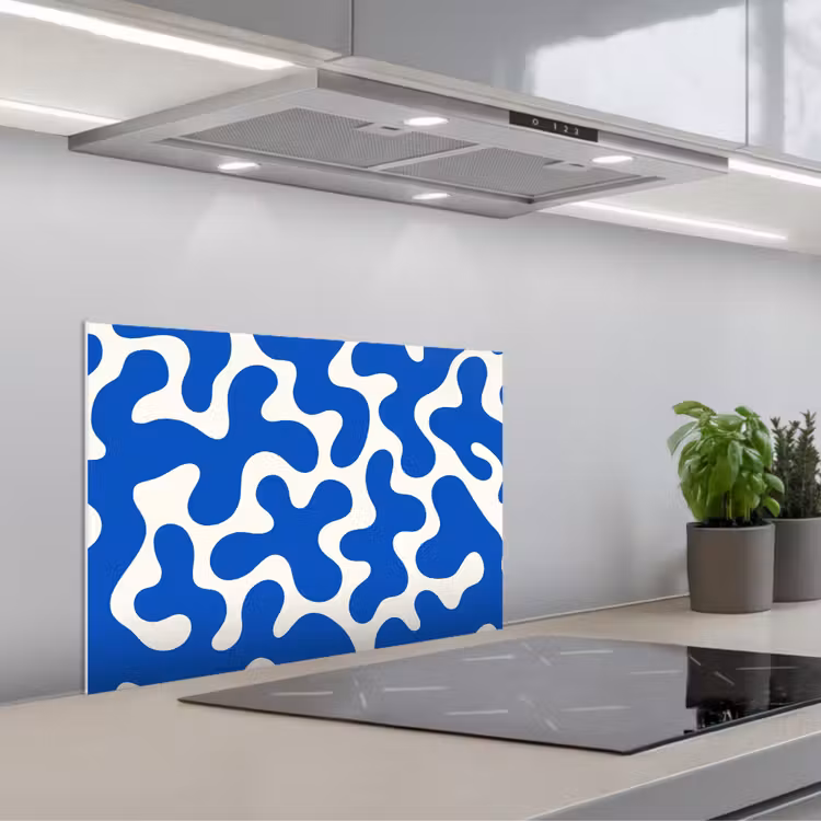 Spatscherm keuken - Vormen - Abstract - Blauw - Golven — 1