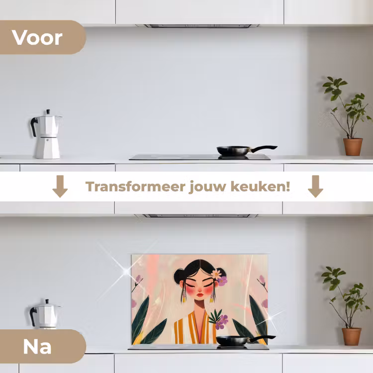Spatscherm keuken - Vrouw - Bloemen - Pastel — 7