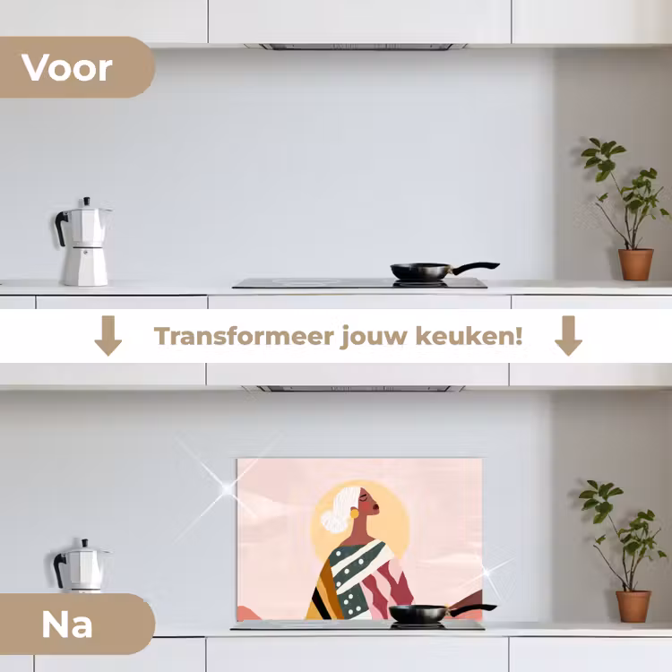 Spatscherm keuken - Vrouw - Zon - Kleurrijk — 7