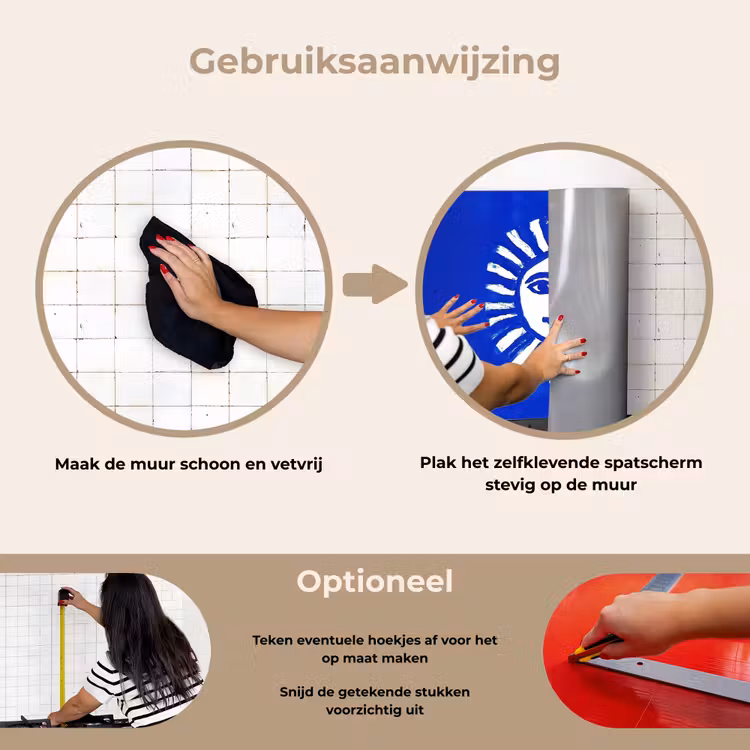 Spatscherm keuken - Zon - Gezicht - Penseelstructuur - Blauw — 6