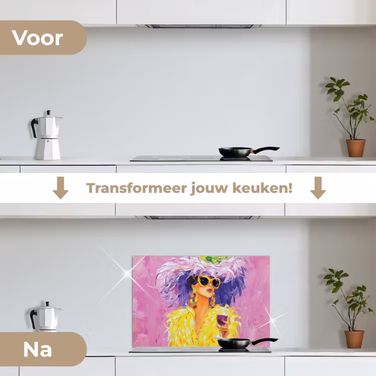 Spatscherm keuken - Zonnebril - Vrouw - Jas - Veren — 7
