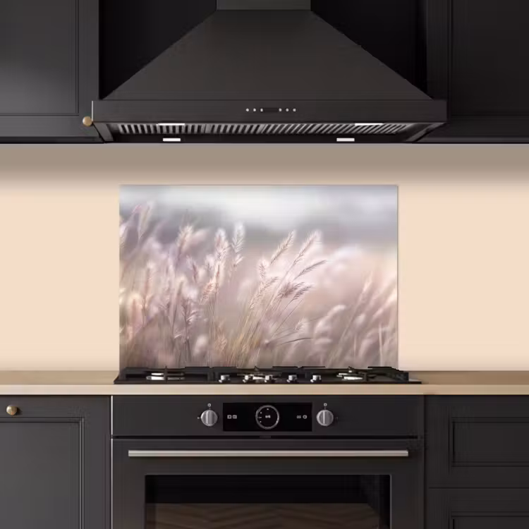 Spatscherm keuken - Graspluimen - Wind - Beige - Mistig — 5