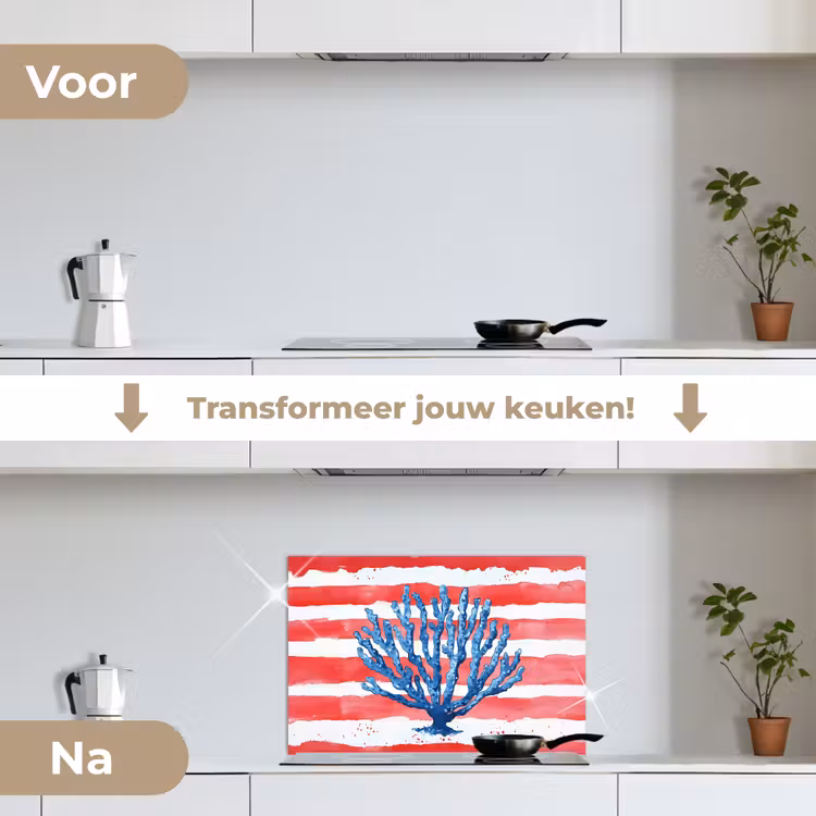 Spatscherm keuken - Koraal - Verfstructuur - Rood - Blauw — 7
