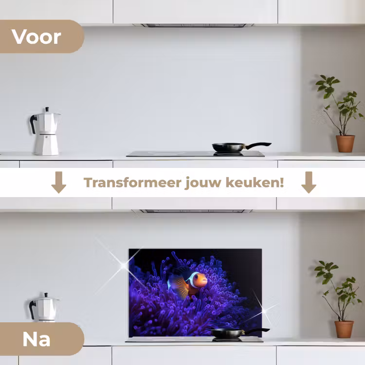 Spatscherm keuken - Koraal - Vis - Oranje - Zee — 7
