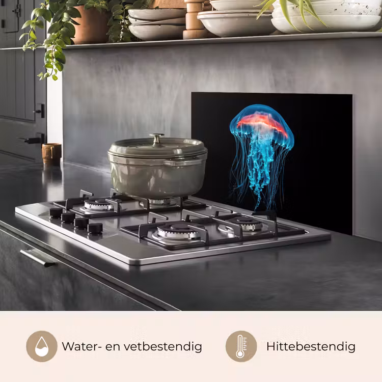 Spatscherm keuken - Kwal - Tentakels - Blauw - Licht — 2