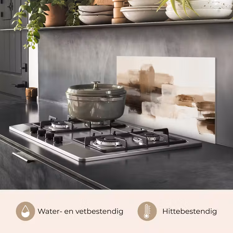 Spatscherm keuken - Penseelstreken - Abstract landschap - Rust — 2
