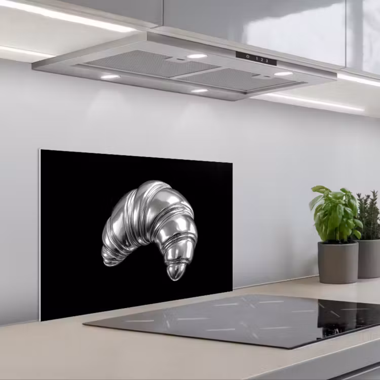 Spatscherm keuken - Croissant - Metaal - Zilver — 1