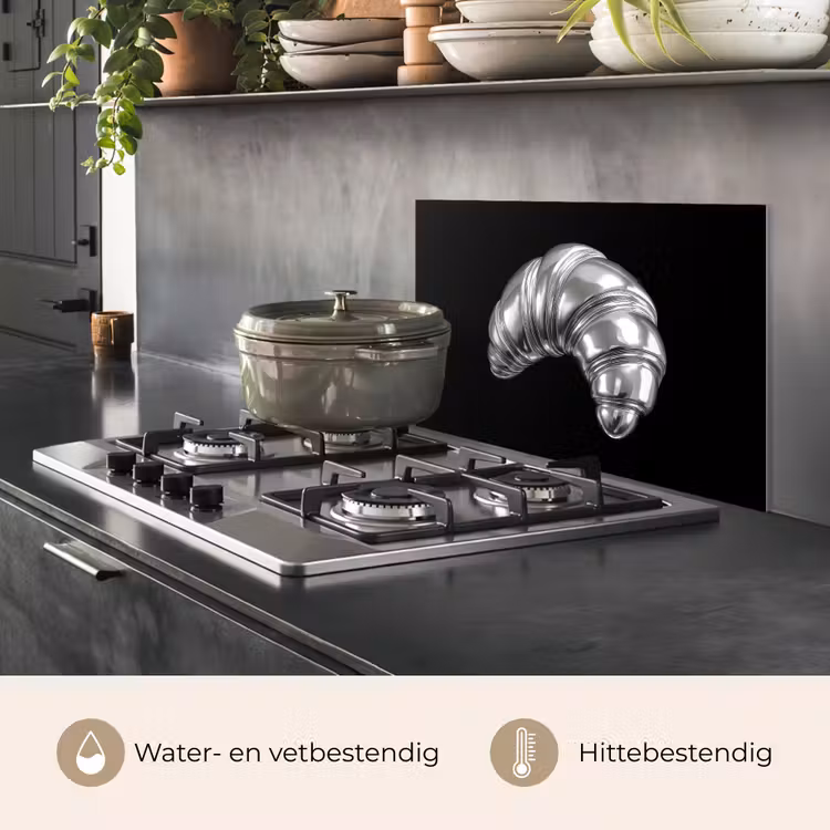 Spatscherm keuken - Croissant - Metaal - Zilver — 2